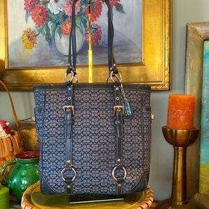 Coach Gallery East West Signature Canvas & Leather Tote Purse BAG~♥